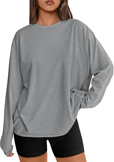 Queen Womens Spring Tops Oversized Long Sleeve T Shirts 2026 Basic Tee Fall Casual Workout Y2K Clothes